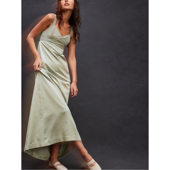 NEW Free People Gia Dress Pale Green Cut Out Back Size 10 - Picture 2 of 9